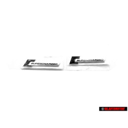 2x Audi Originale SUPERCHARGED Lato Logo Emblema Simbolo Nero Cromo - 4F0853601