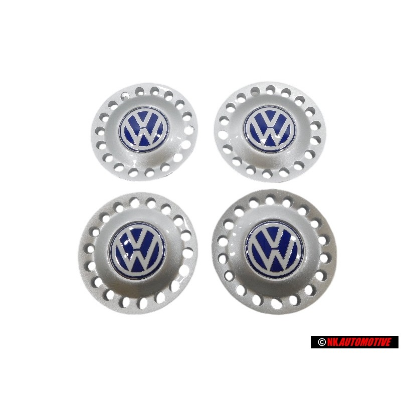 4x VW Originale Copriruota Argento Brillante/Blu/Bianco - 1C0601149D GTT