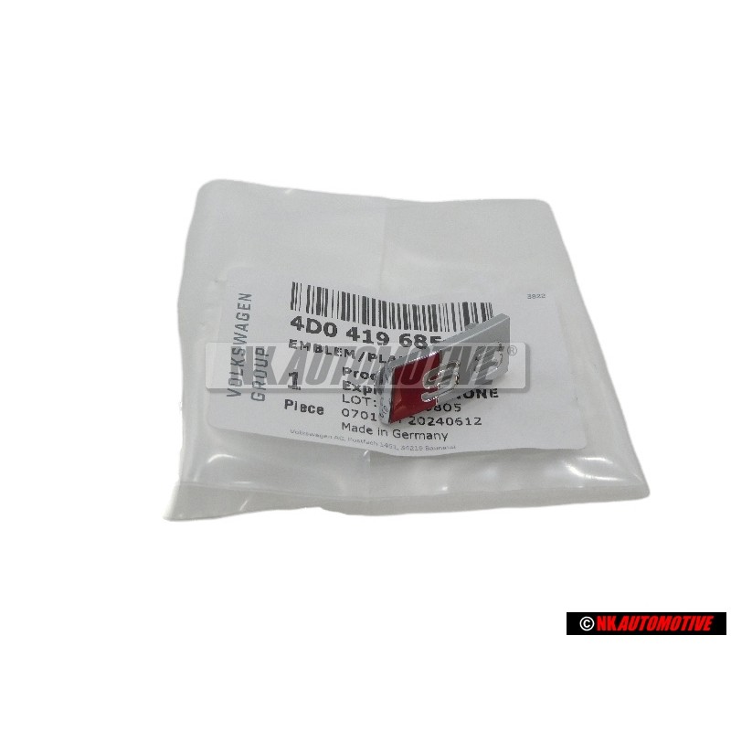 Audi Originale S8 Volante Placca Logo Emblema Simbolo Cromo Rosso - 4D0419685A