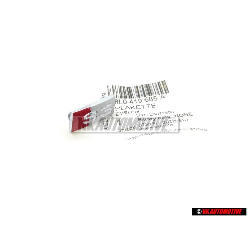 Audi Originale S3 Volante Placca Logo Emblema Simbolo Cromo Rosso - 8L0419685A