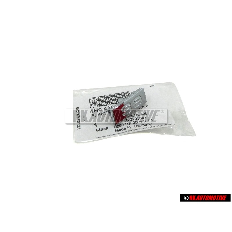 Audi Originale S8 Volante Placca Logo Emblema Simbolo Cromo Rosso - 4H0419685