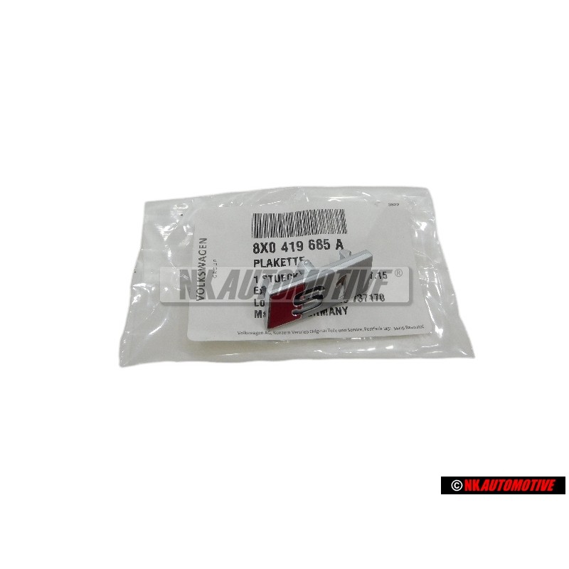 Audi Originale S1 Volante Placca Logo Emblema Simbolo Cromo Rosso - 8X0419685A