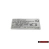VW Originale Etichetta Per Pressione Pneumatici - 2K0010422J