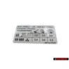 VW Originale Etichetta Per Pressione Pneumatici - 3B0010275R