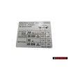 VW Originale Etichetta Per Pressione Pneumatici - 6Q0010300F