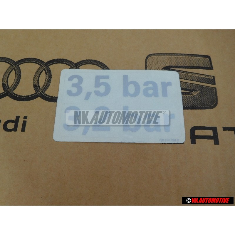 VW Originale Etichetta Per Pressione Pneumatici - 7D0010208R