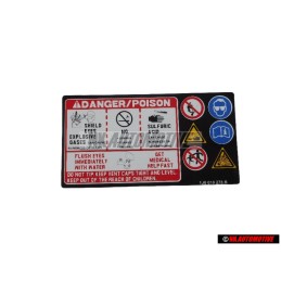 VW Originale Targhetta Di Avvertenza - 1J0010278R