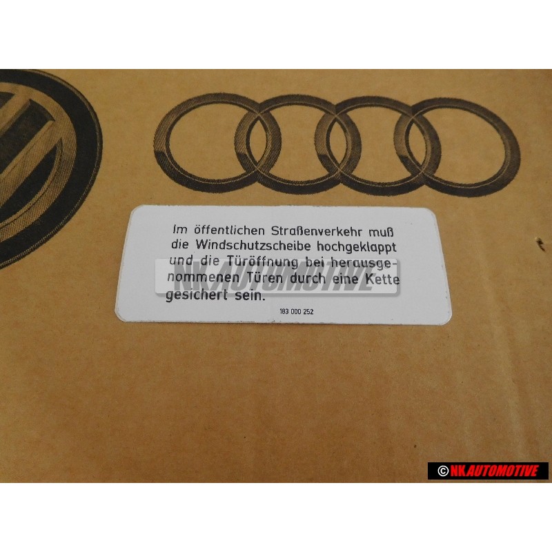 VW Originale Targhetta Di Avvertenza - 183000252