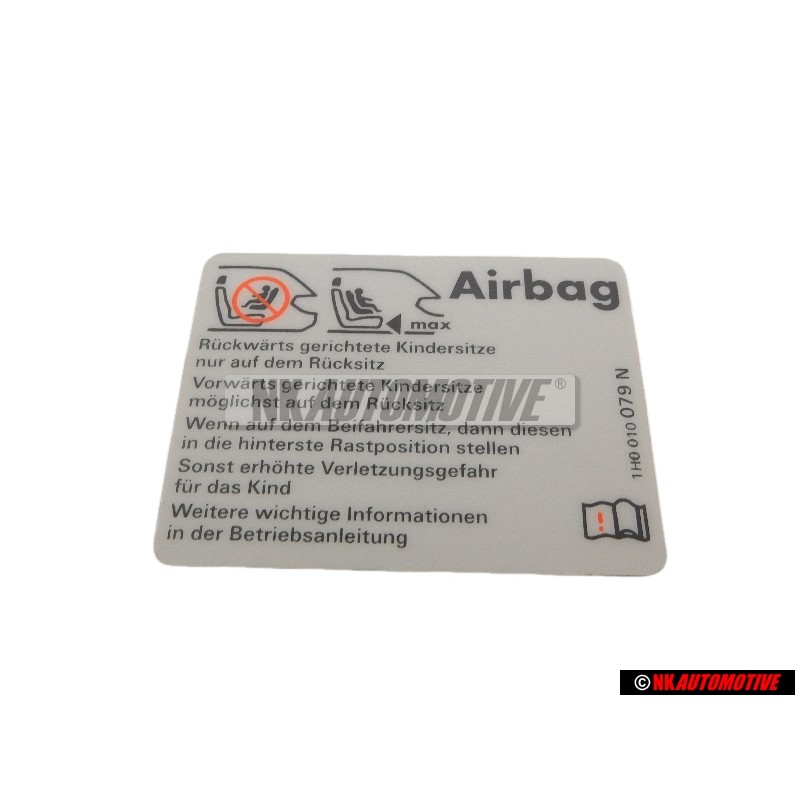 VW Originale Etichetta 'Airbag' Impiegando Sedili Per Bambini - 1H0010079N