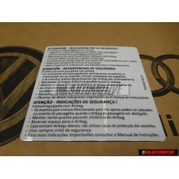 VW Originale Etichetta -Attenzione- Indicazioni Per La Sicurezza - 1T0010342R
