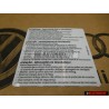 VW Originale Etichetta -Attenzione- Indicazioni Per La Sicurezza - 1T0010342R