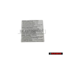 VW Originale Etichetta -Attenzione- Indicazioni Per La Sicurezza - 1T0010342R