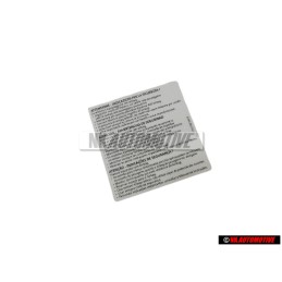 VW Originale Etichetta -Attenzione- Indicazioni Per La Sicurezza - 1T0010342R