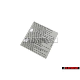 VW Originale Etichetta -Attenzione- Indicazioni Per La Sicurezza - 1T0010342R