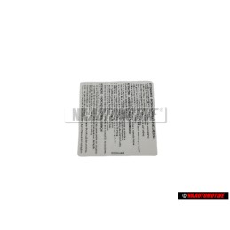 VW Originale Etichetta -Attenzione- Indicazioni Per La Sicurezza - 1T0010342R