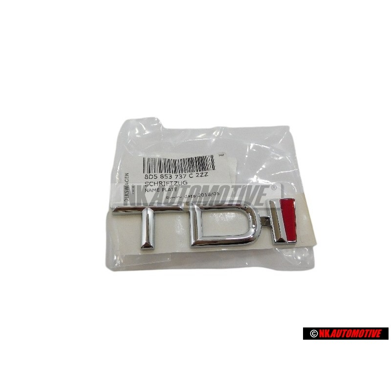 Audi Originale TDI Posteriore Logo Emblema Scritta Cromo Rosso - 8D5853737C 2ZZ