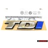 VW Originale TDI Posteriore Logo Emblema Scritta Cromo Blu - 7D0853675C HCE