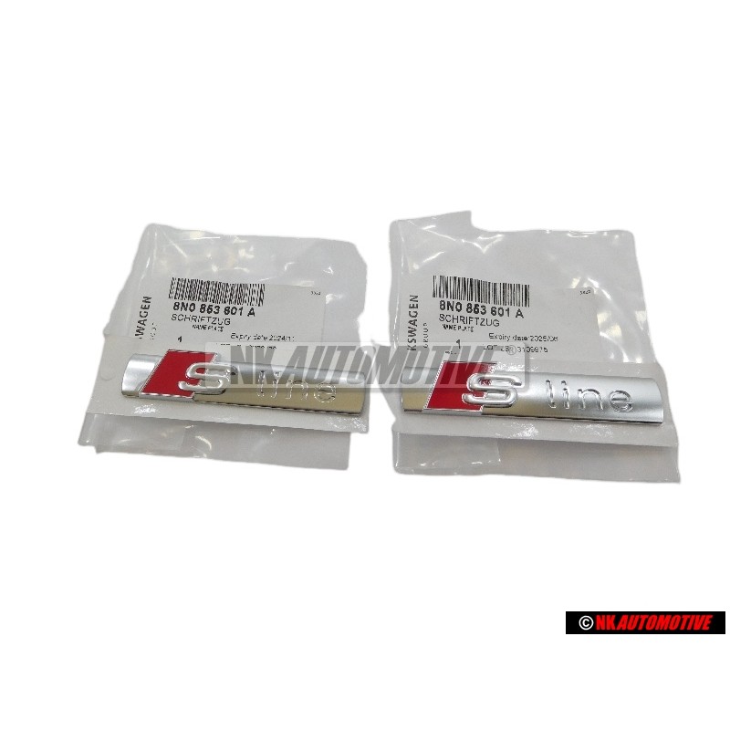 2x Audi Originale S-LINE Lato Logo Emblema Simbolo Cromo Rosso - 8N0853601A