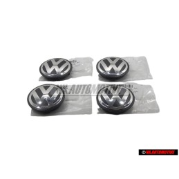 4x VW Originale Copriruota Nero/Antracite Metall. 