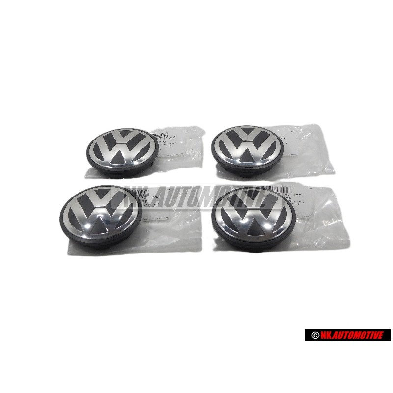 4x VW Originale Copriruota Nero/Antracite Metall. 