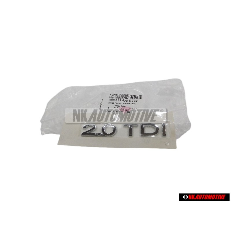 VW Originale 2.0 TDI Posteriore Logo Emblema Scritta Cromo - 3C0853675E 739