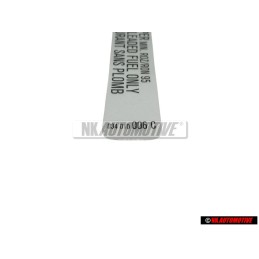 VW Originale Targh.Id. 'Super Senza P. Premium Unleaded Fuel Only - 034010006C