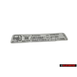 VW Originale Targhetta Identificativa S.Za Piombo Unlead.Sansplomb - 037010057R