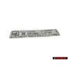 VW Originale Targhetta Identificativa S.Za Piombo Unlead.Sansplomb - 037010057R