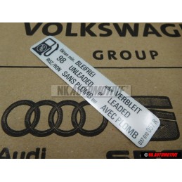 VW Originale Targhetta Identificativa S.Za Piombo Unlead.Sansplomb - 037010057R