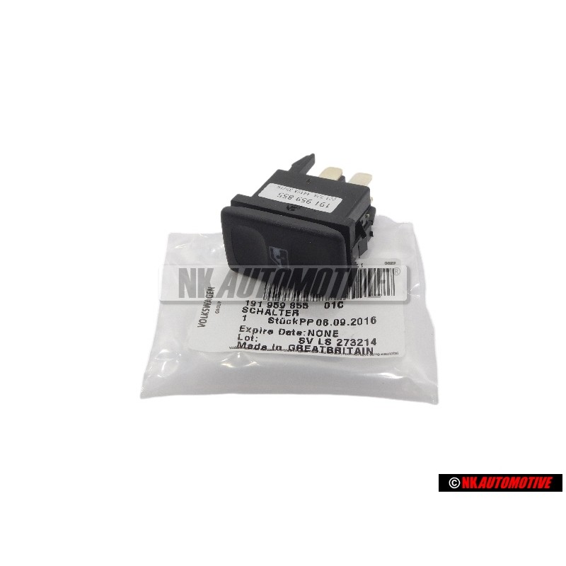 VW Originale Interruttore Per Alzacristallo Elettrico Nero - 191959855 01C