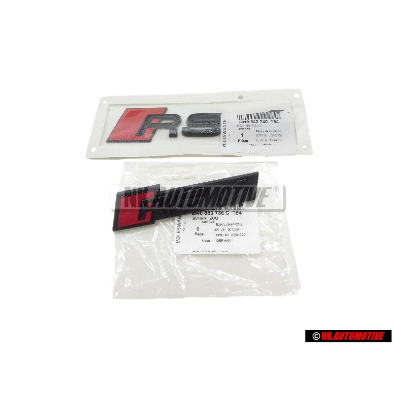 Audi Originale SET Logo Emblema Scritta Fronte & Posteriore Nero - RS4 B9 (8W)