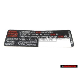 VW Originale Etichetta 'Attenzione' Sostituire La Cinghia - 028010227E