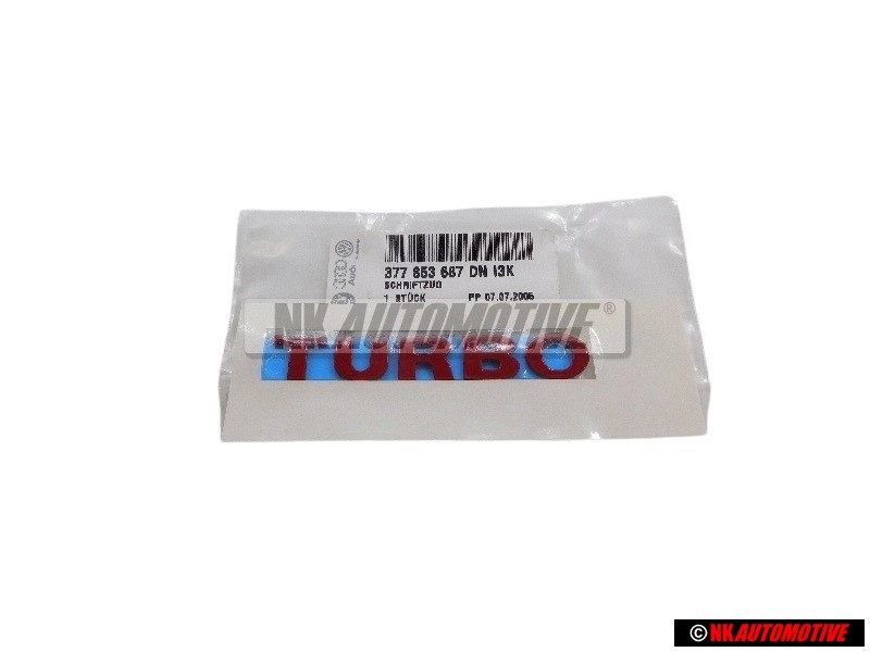 VW Originale TURBO Lato Logo Emblema Simbolo Rosso - 377853687DNI3K
