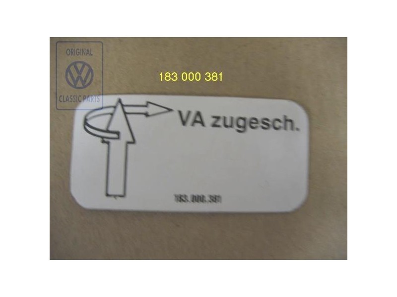 VW Originale Targhetta Di Avvertenza - 183000381