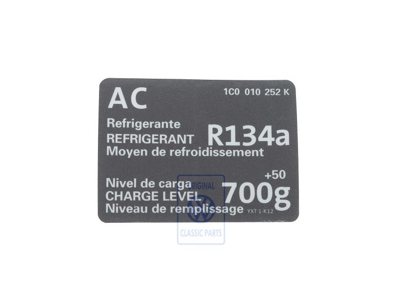 VW Originale Etichetta Per Condizionatore - 1C0010252K