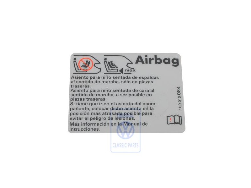 VW Originale Etichetta 'Airbag' Impiegando Sedili Per Bambini - 1H0010084