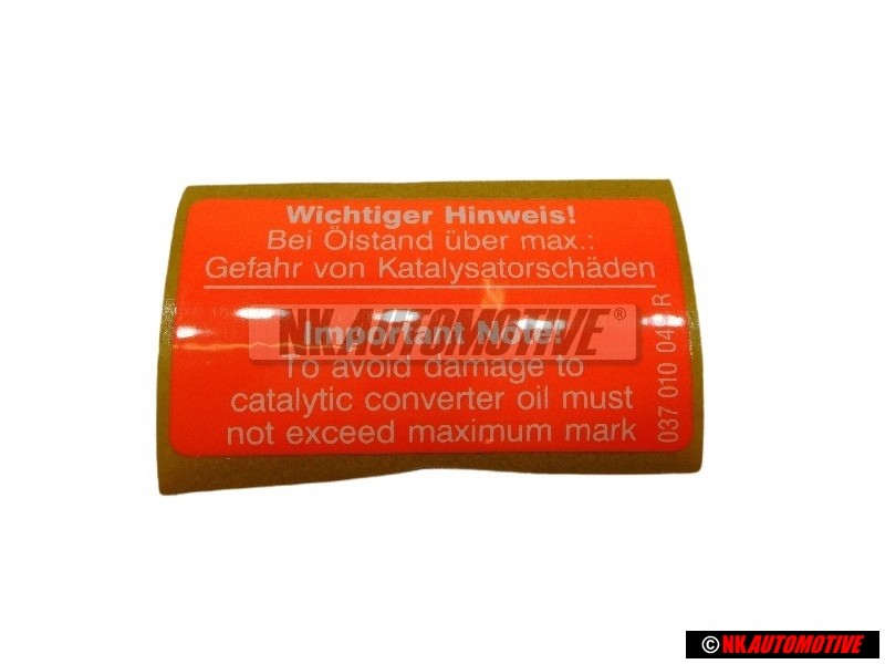 VW Originale Liv. Olio Oltre Tacca Max Rischio Di Danni Al Cat. 