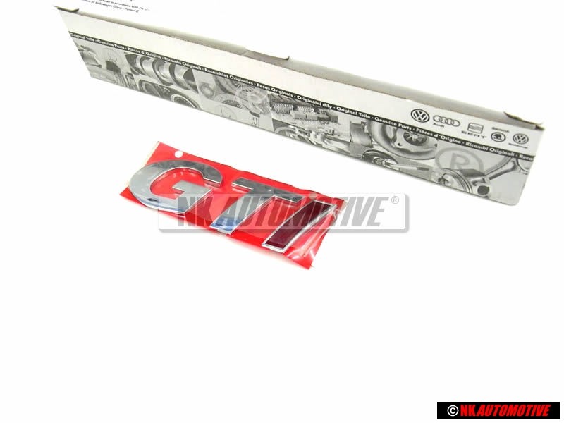 VW Originale GTI Posteriore Logo Emblema Scritta Cromo Rosso - 377853687CK