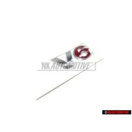 VW Originale V6 Posteriore Logo Emblema Scritta Cromo Rosso - 1J0853675H GQF
